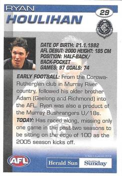 2005 Select Herald Sun AFL #29 Ryan Houlihan Back